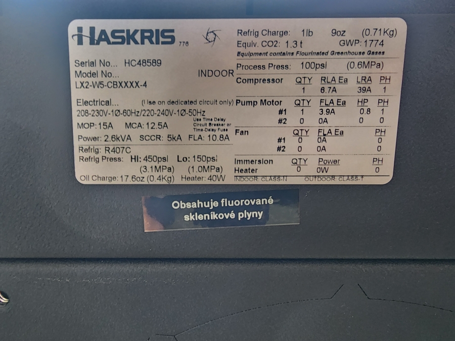 Haskris LX2-W5 Indoor Water Chiller, Model LX2-W5-CBXXXX-4; S/N: HC48589-01, photo 7 of 16