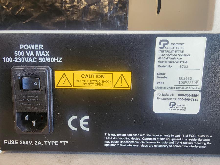 Pacific Scientific Instruments HIAC ROYCO 9703 Liquid Particle Counter FOR PARTS; SN:E02673, photo 18 of 19