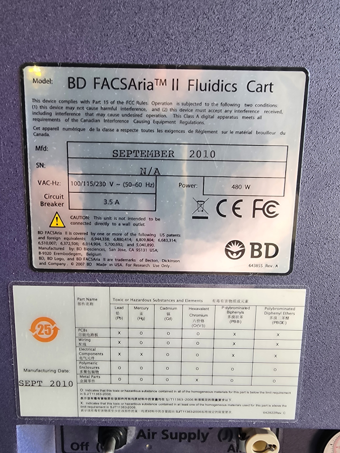 BD FACSAria SORP Cell Sorter with Fluidics Cart, Optical Filter/Mirror Sets & Accessories, photo 10 of 58