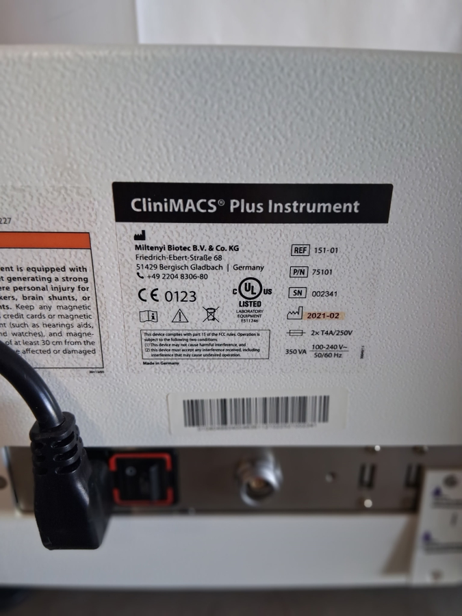 2021 Miltenyi Biotec CliniMACS Plus CS3 Magnetic Cell Separator P/N 75101 S/N 002341, photo 4 of 7
