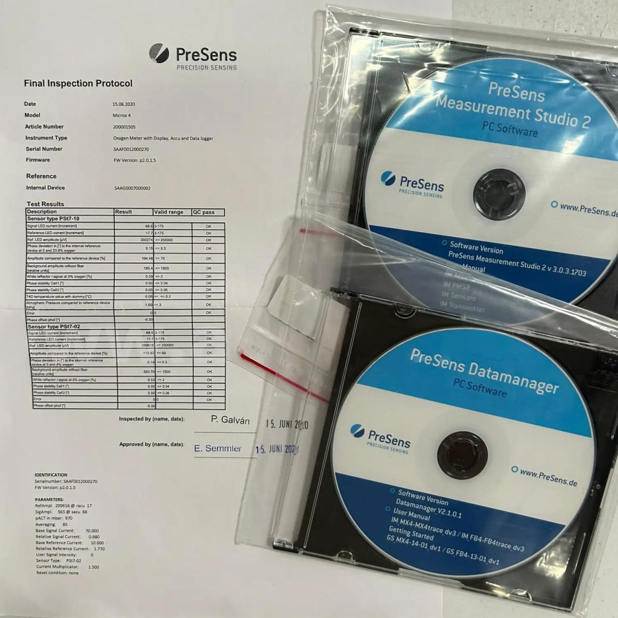 PreSens Microx 4 Portable Fiber-Optic Dissolved Oxygen Meter with PM-PSt7-02 Microsensor, Pt100 Probe, Software and Case - NEW, photo 10 of 16